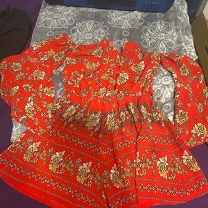 Red Off the a shoulder Romper